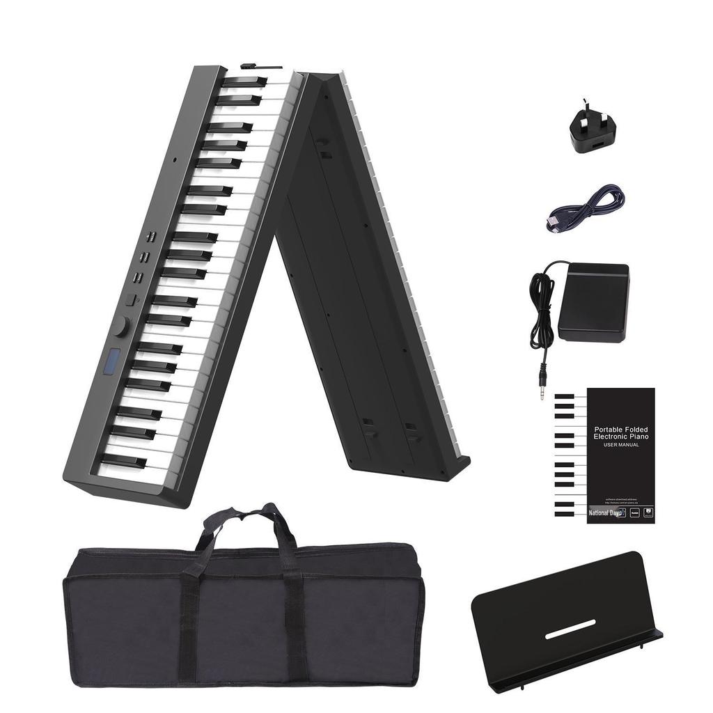 Rechargeable 88-Key Foldable Portable Bluetooth MIDI Keyboard for Beginners and Adults