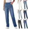 Women's High Waist Washed Women's Jeans Fashionable Versatile Straight Leg Pants