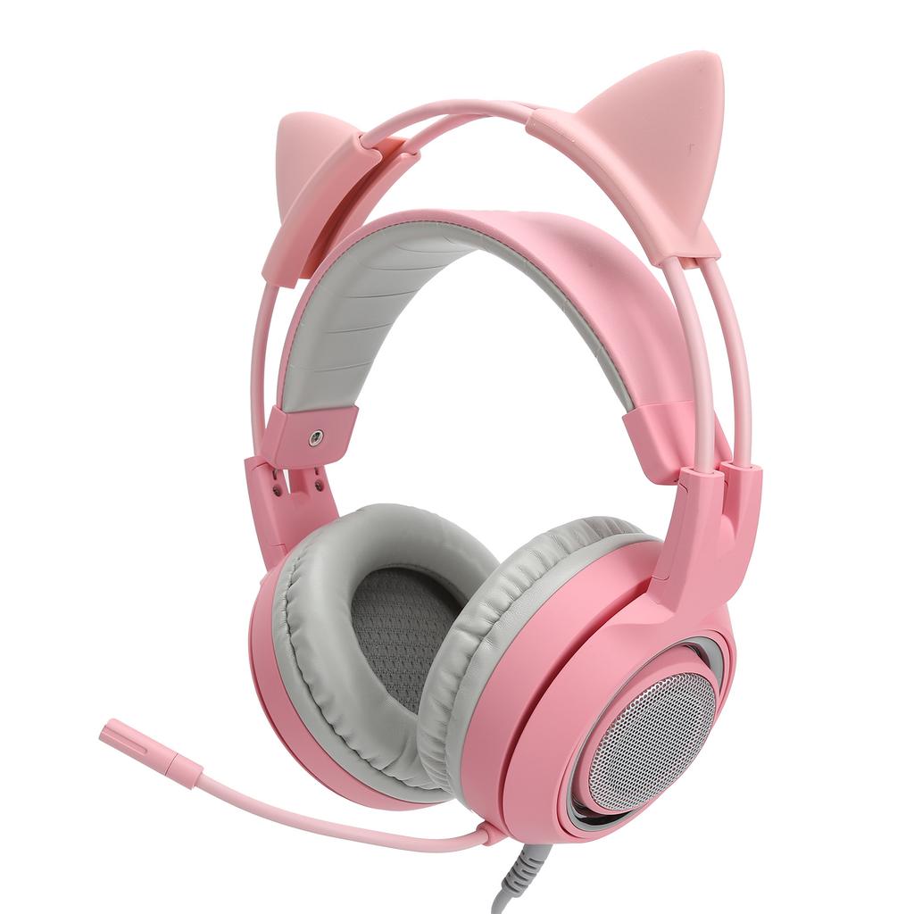 Somic Headset Mikrofon Kopfbügel 7.1-Kanal Haupt-USB Broadcast Rosa Licht für E-Sport