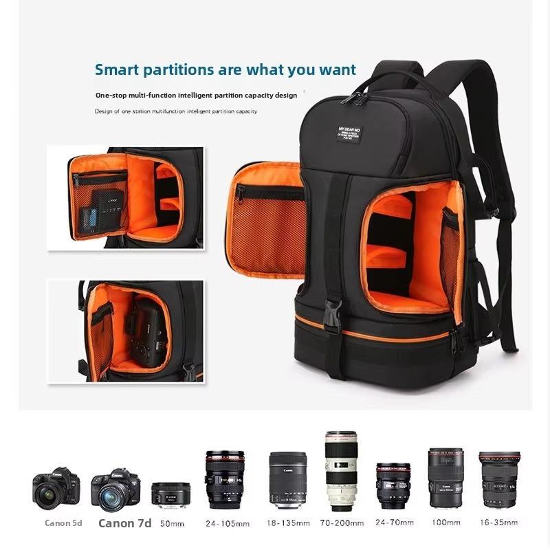 Men‘s Camera Backpack Dslr Waterproof Double Layer Storage With Laptop Compartment Anti-theft Outdoor Photography Bag