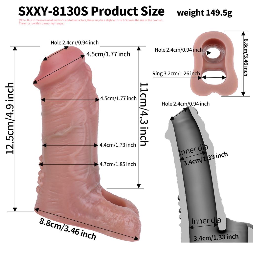 Male Penis Condom Soft Silicone Lengthen Enlarge Dildo Adult Sex Toys Gay Femdom Pegging Realistic Cock Strap On Dick