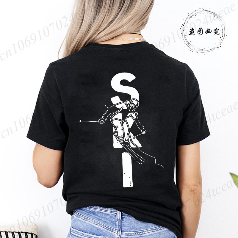 

Ski Snowboarding Shirt Tshirt ClothingWinter Skiing Sports Tops for Women UnisexSkier Gifts Ski Trip Tee Clothes 4XL