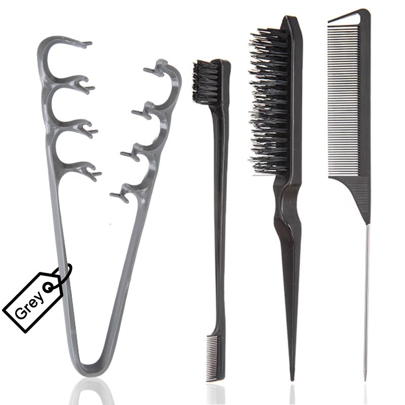 

4pcs/set Volumizing Wide-Tooth Styling Comb Edge Control Brush Rat Tail Teasing Brush Fluffy Texture Hair Styling Tools Salon