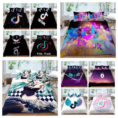 New Fashion Tik Tok Quilt Cover Soft Home Bed Sets with Pillowcase  Cartoon Characters Printed Bedding Cover Suit with Pillowcase