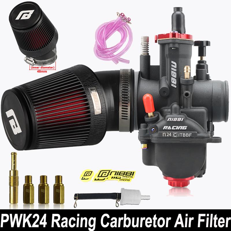 NIBBI Motocross PWK 24/26/28mm Racing Carburetor PWK Power Jets Carb High Flow Bend CNC Air FilterKit For 150cc-300cc Motorcycle