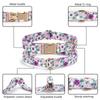 Floral Print Dog Collar and Leash Set Adjustable Soft Nylon Pet Collar with Metal Buckle Dog Lead for Daily Walking Training