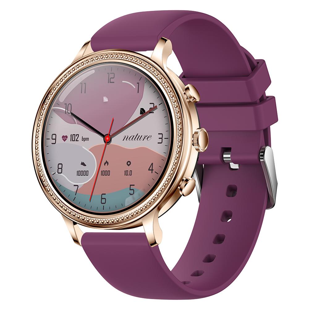 

V60 1.39 Full Touch Screen Fossil Smart Watch Waterproof Silicone Strap Women Bluetooth-compatible Call Bracelet with Heart Rate Sleep Monitor Wine Red