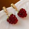 1 Pair Red Raspberries/Strawberry Tassel Earrings For Women, Fresh And Sweet, Fashionable And Luxury Versatile