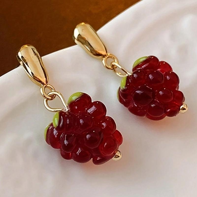 1 Pair Red Raspberries/Strawberry Tassel Earrings For Women, Fresh And Sweet, Fashionable And Luxury Versatile