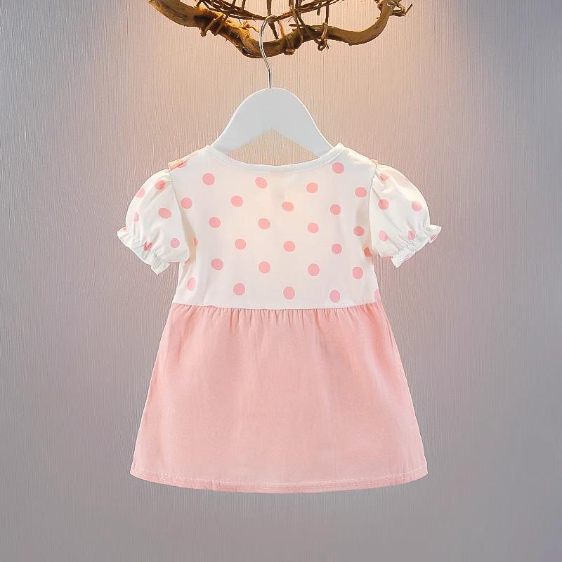 Cute Infant Baby Girls Short Sleeve Princess Dress Casual Soft Breathable Summer Outdoor Play Party Birthday Skirt Dress