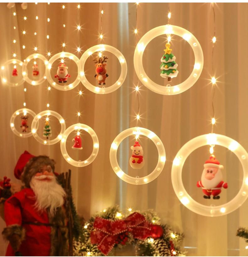 Christmas LED String Lights Star Circle Garland Fairy Lamp USB 3M Curtain Lights Christmas Decor for Bedroom Window Balcony