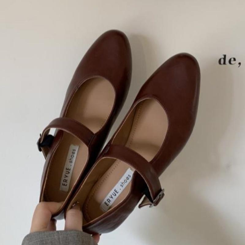 Fashion Bailamos Fashion Women Flats Brand Design Square Toe Women Ballet Shoes Casual Buckle Strap Female Dress Shoes Low Heels Mu