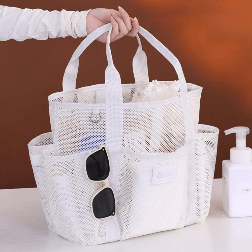 Multi Functional Pockets Mesh Beach Bag Internal Compartments Toiletry Organizer  Pool Use