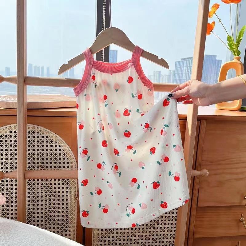 2026 Summer New Girls' Ice Silk Strap Sleeping Skirt