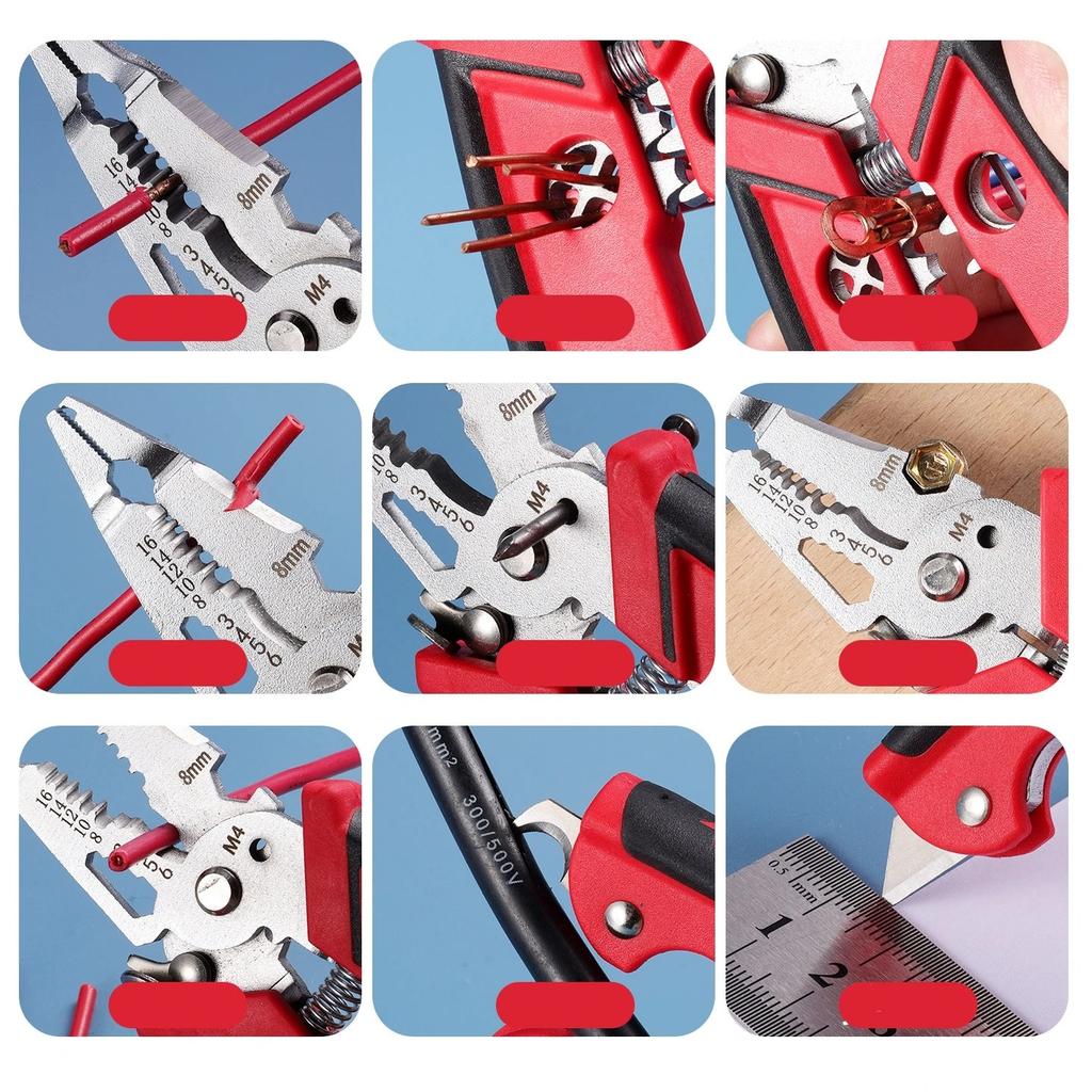 Multi Purpose Wire Stripping Pliers Manual Wire Pressing And Splitting Multifunctional Electrician Pliers For Wire Cutting.