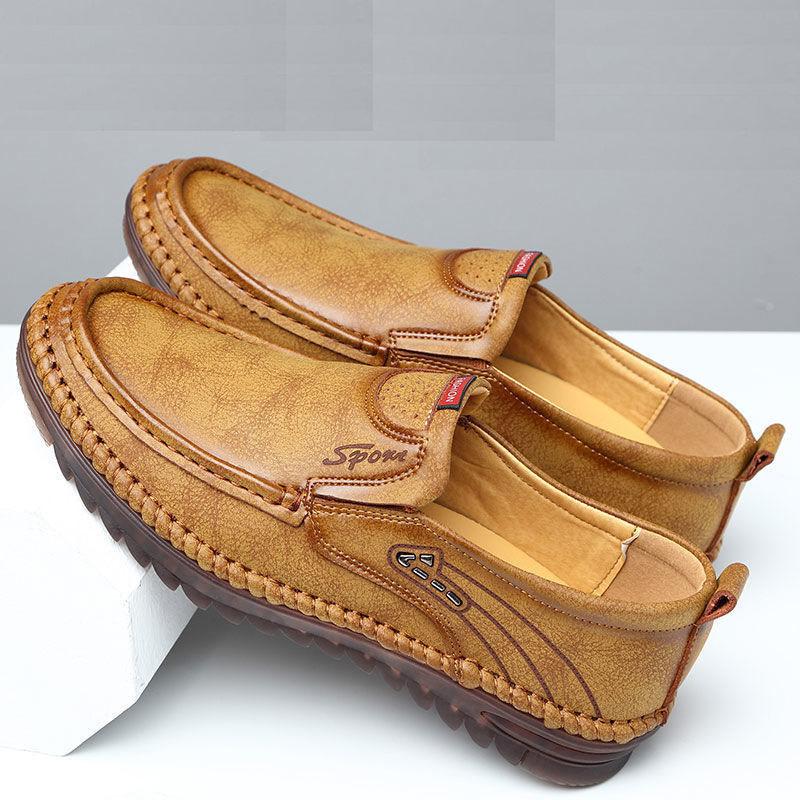 Men Leather Shoes Casual Genuine Leather Shoes Beef Tendon Sole Shoes Non -Slip Wear -Resistant Casual Driving Shoes