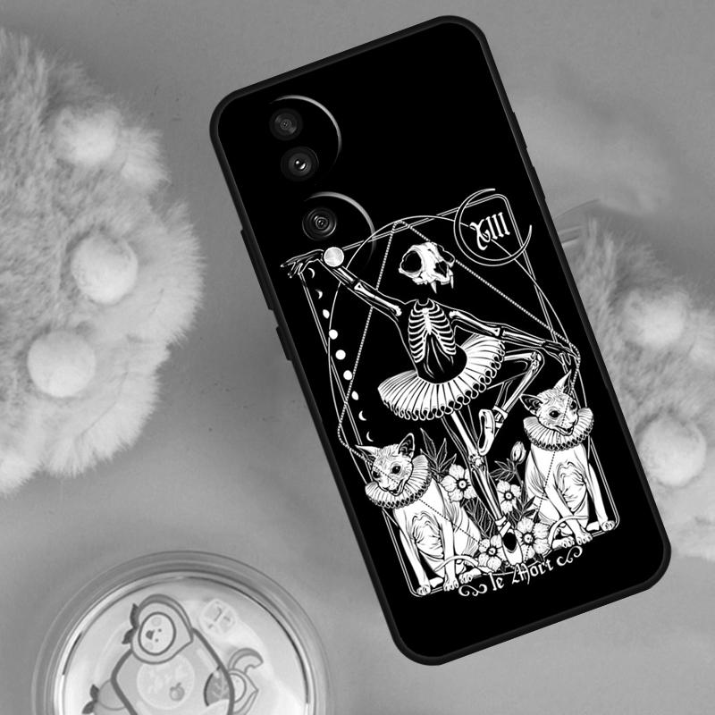 Death Tarot Cat Case For Honor 70 90 50 Lite X9c X8a X8b X9b X9a X8 X9 Honor 200 Lite Magic 5 6 7 Pro Cover
