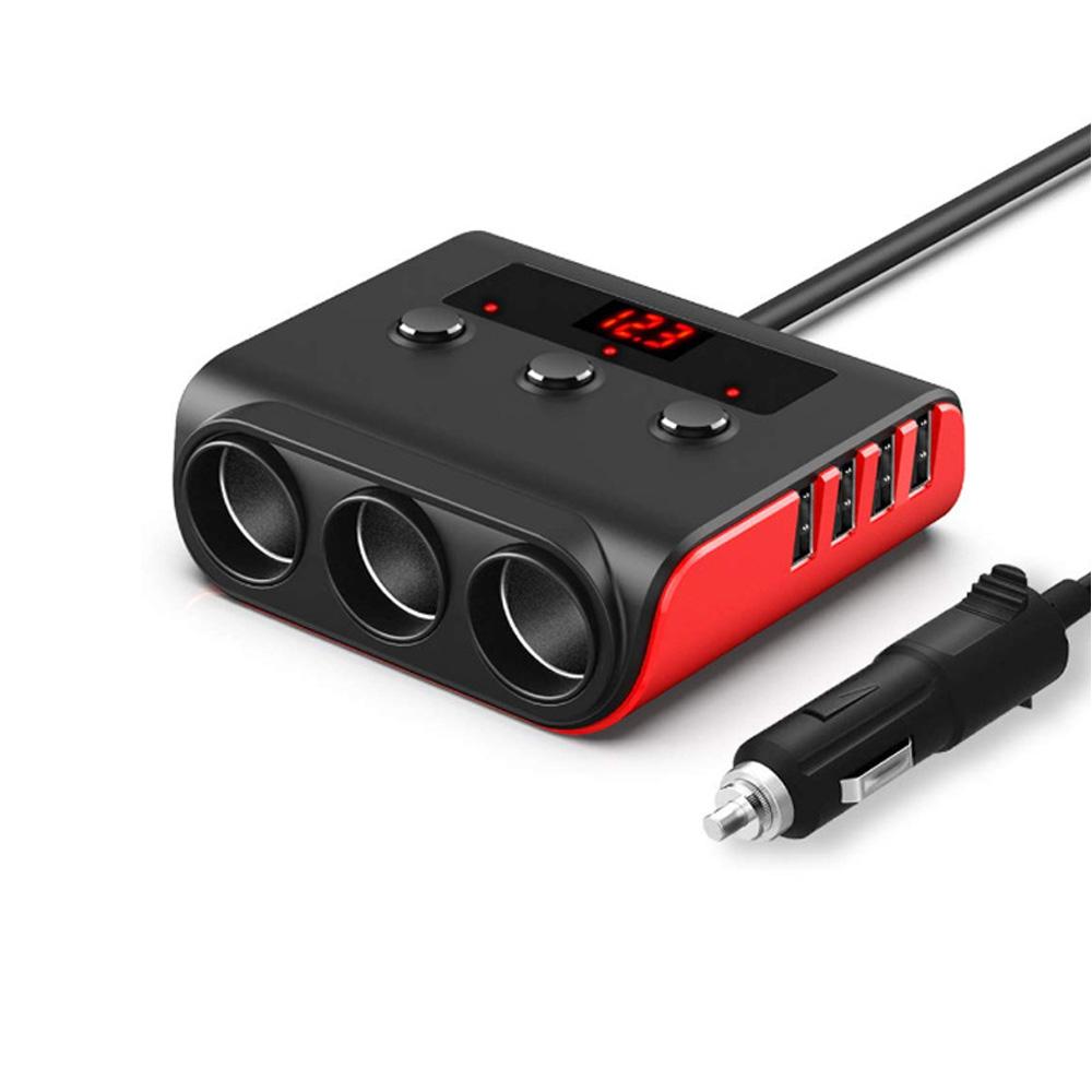 

12-24 В автомобильный прикуриватель 3 гнезда разветвитель автомобильное зарядное устройство адаптер 4 порта USB зарядное устройство для GPS мобильный телефон 100 Вт красный