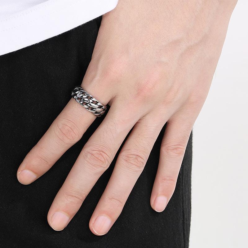 Kalen Braided Stainless Steel Men's Ring Punk Chunky Accessories Gold Color Finger Ring Trendy Jewelry Gift Thick Anillos