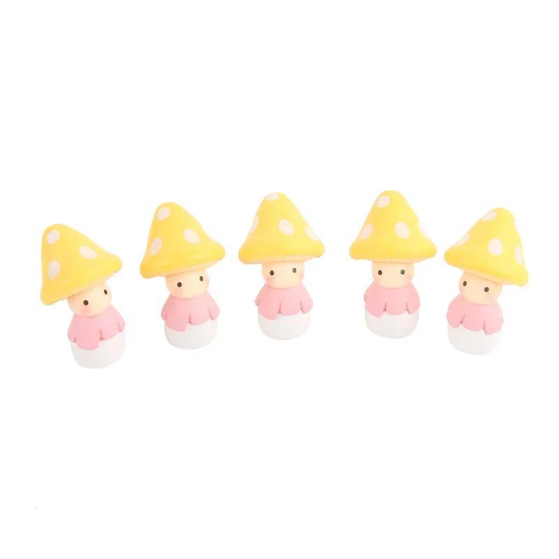 4 Pcs Mushroom Doll Figures Decor Mini Fairy Garden Animal Statue Miniature Garden Moss Micro Landscape Ornaments Resin Craft