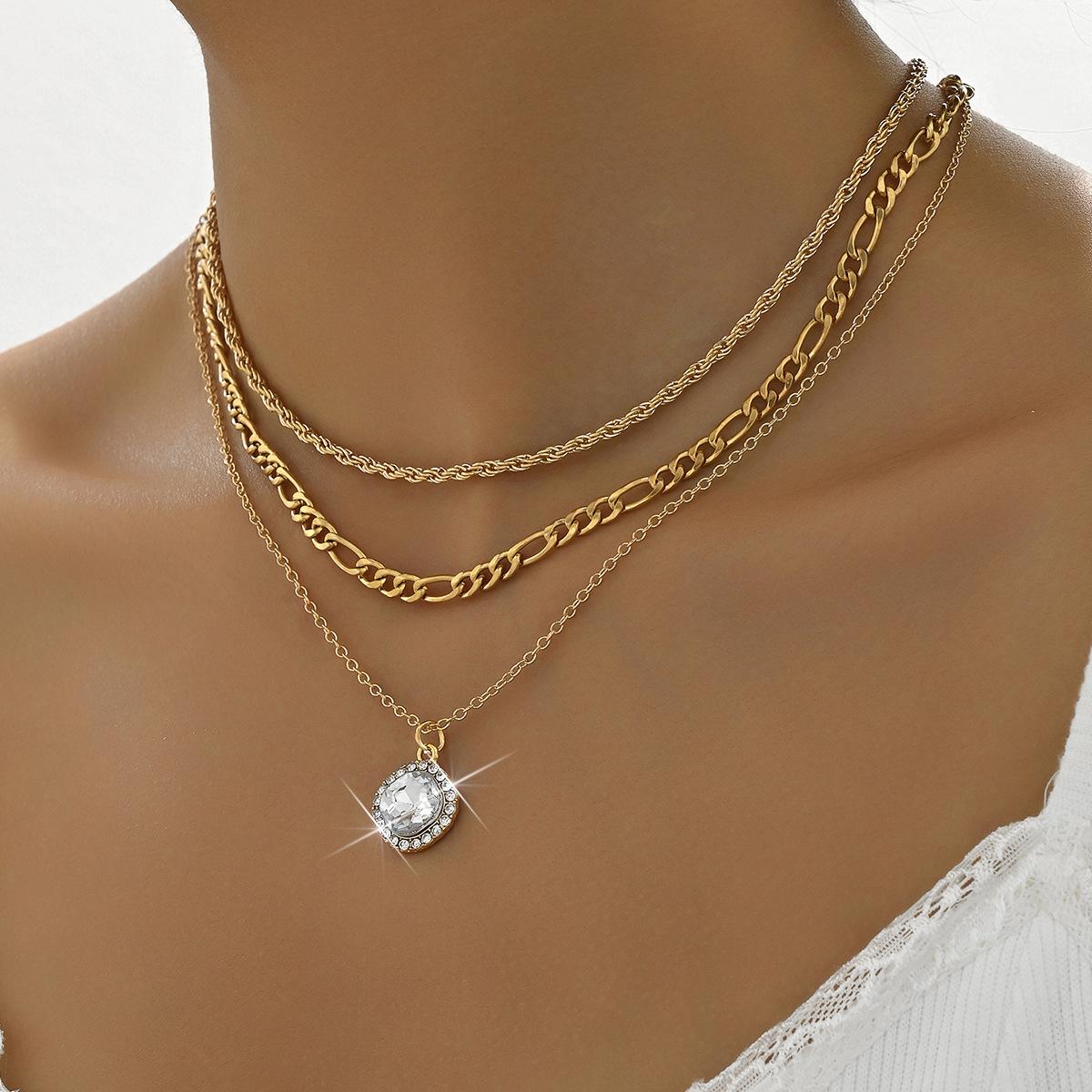 

Factory multi-layer pendant necklace, fashionable women s accessories twist chain золотой