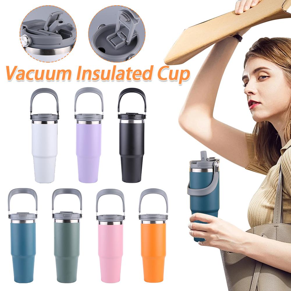 30oz Vacuum Insulated Cup with Handle Double-Layer Insulated Cup Stainless Steel Portable Water Cup for Cold Hot Beverages