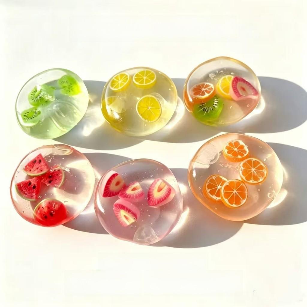 Translucent Fruit Coconut Ball Squishy, Moldable Non-Rebound Stress Relief Toy, Fun Soft Squeeze Gift