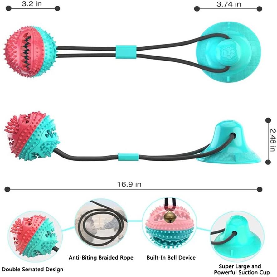 Pet Dog Molar Rope Ball Chew Toy Suction Cup Tug Toy Tooth Cleaning Bite Resistant Puppy Teething Toy
