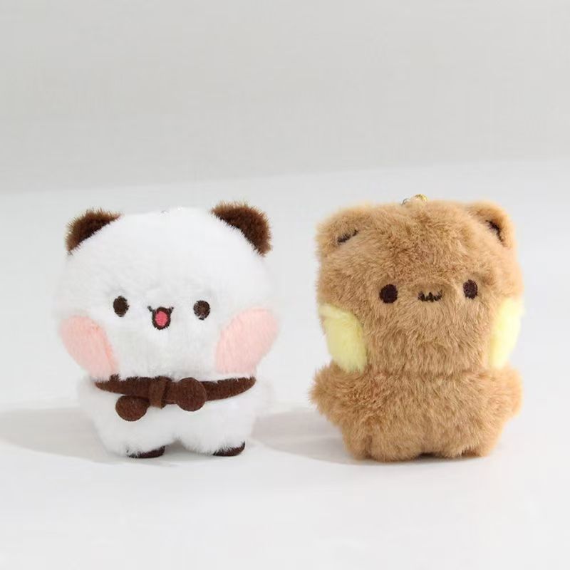 1/2ks Nové plyšové přívěsky na klíče s pandami Bubu a Yier, panenky, roztomilý kreslený medvěd panda, kroužek na klíče, přívěsek na batoh, dárky pro páry