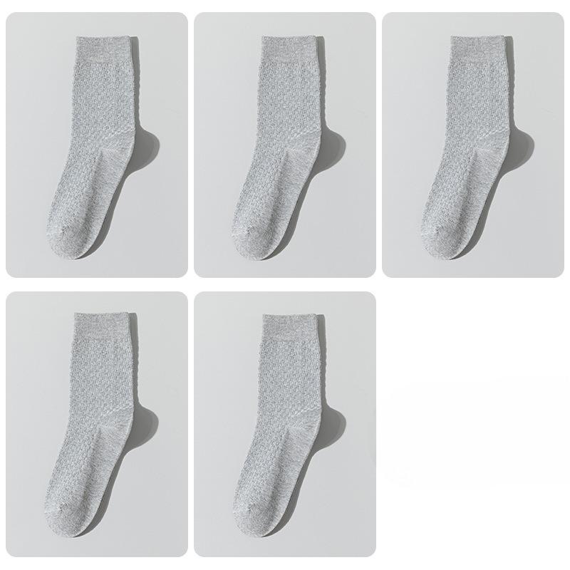 5 Pairs of Men's Autumn and Winter Commercial Antibacterial Warm Solid Color Deodorant Wicker Cotton Socks