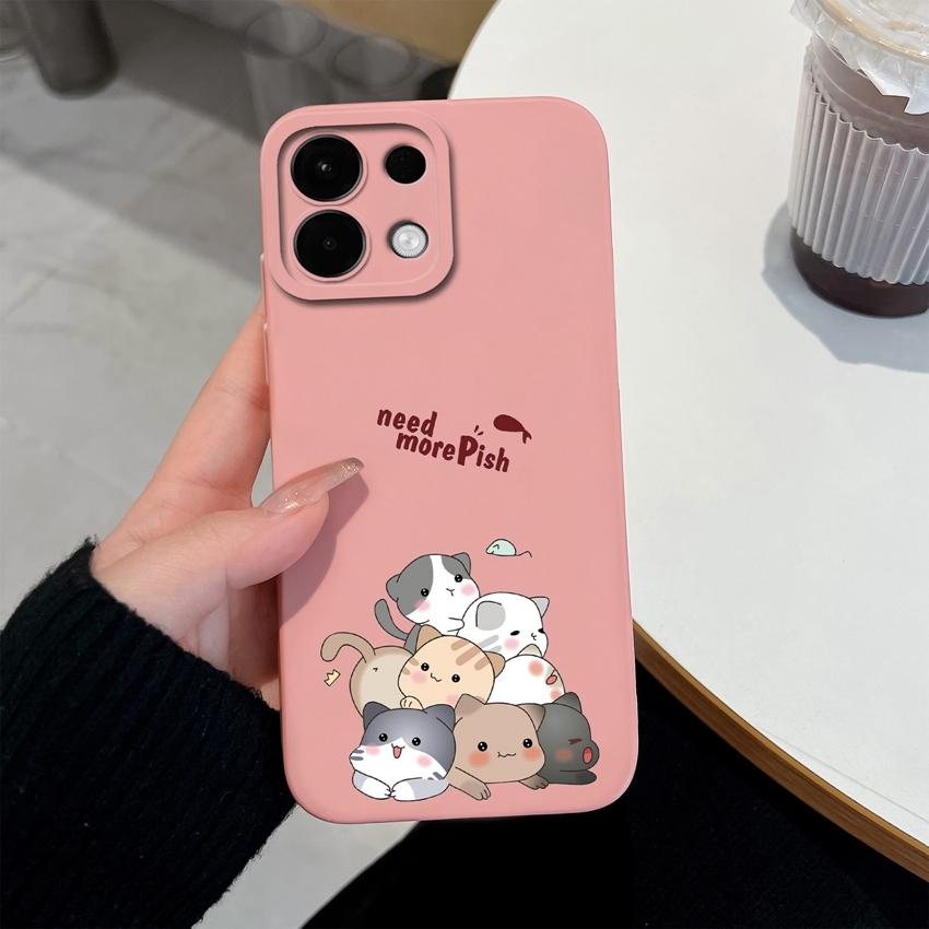 For Oppo K13 Realme 5 6 7 10 8 9 Pro Plus A5X A5 Phone Cases Candy Color Cute Cat Patterns Liquid Silicone Upgraded Shockproof Housing For Oppo Covers