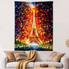Eiffel Tower Tapestry Wall Hanging, Colorful Paris Oil Painting Art, Romantic Wall Decor for Bedroom Living Room Dorm