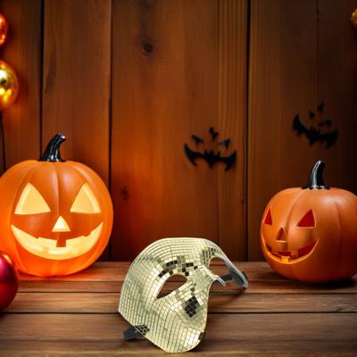 Silver Mirrored Half Face Mask Reflective Disco Glitter Masquerade Party Festival Halloween Prom Costume Mask Fancy Dress Masks