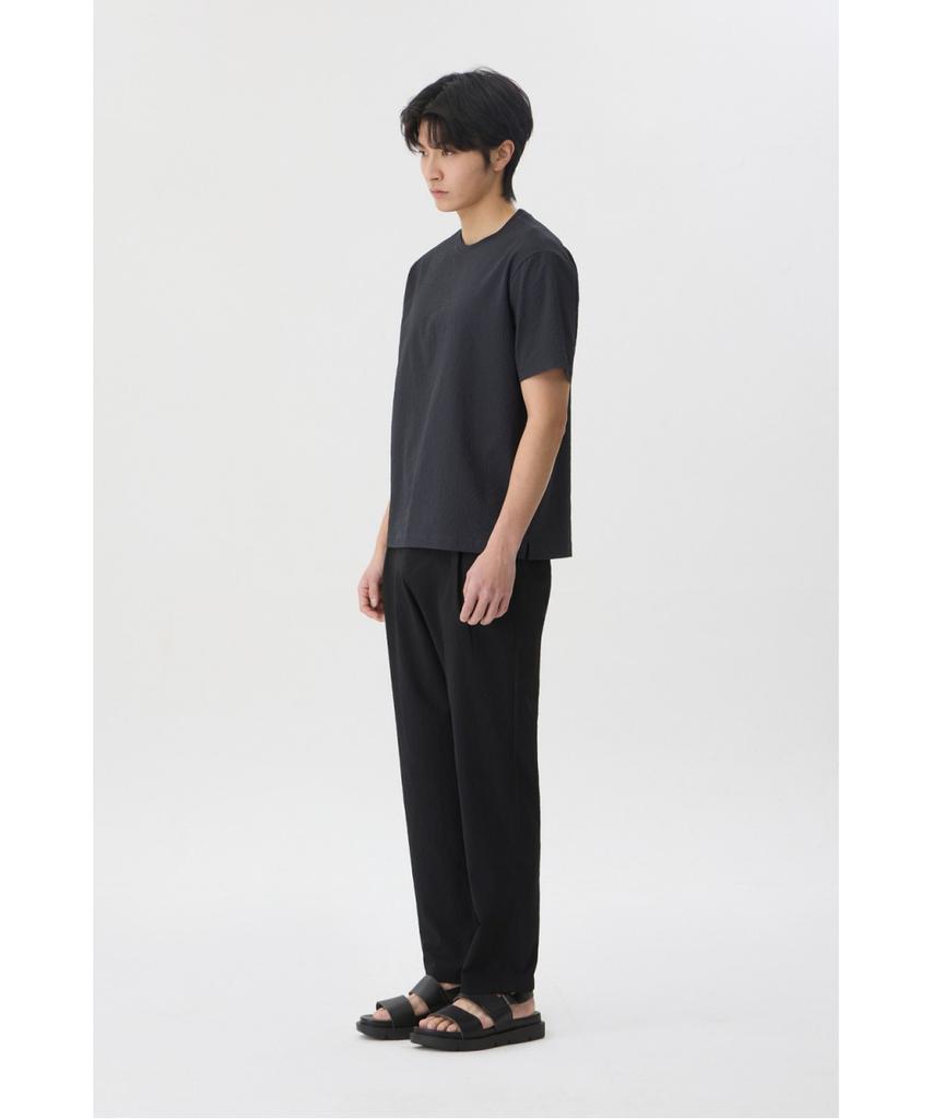 Brenwood [Very Comfortable] Seersack Round Neck T-Shirt Brtam26951Gyx