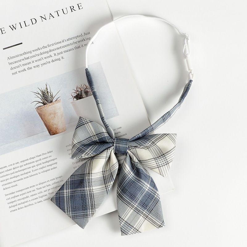 Japanese School Girl Style Polyester Plaid Neck Tie With Bow For Kids Uniforms