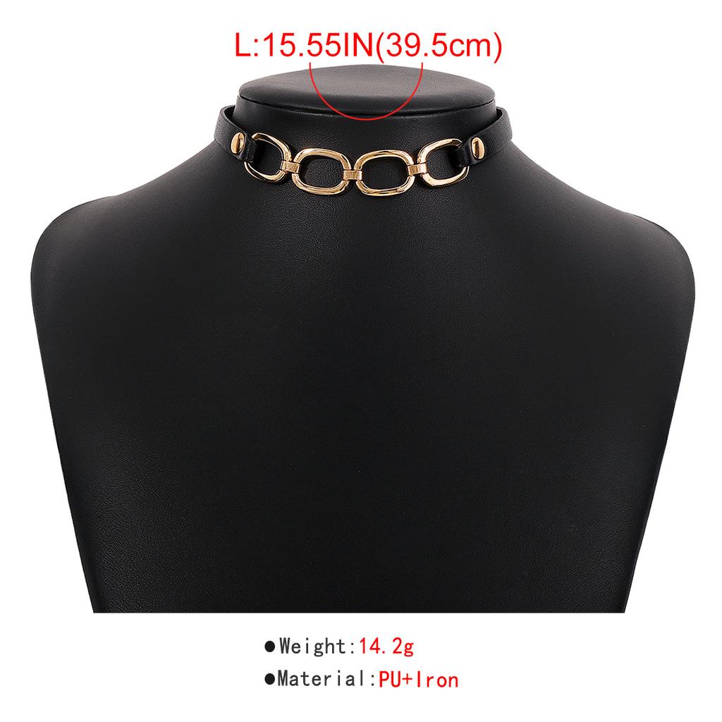 Women European Trend Choker Exaggerated Leather Chain Splice Necklace Harajuku Punk Bracelet For Women