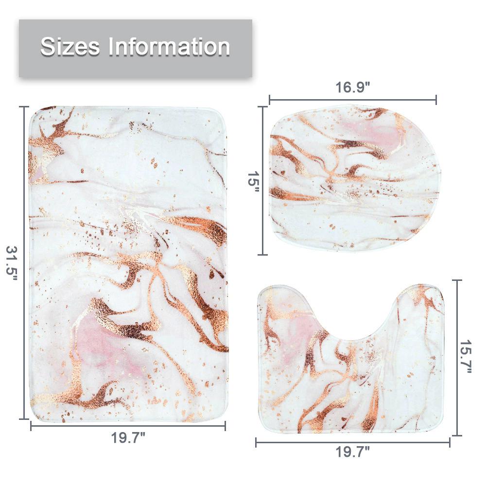 Marble Shower Curtain Set Creative Watercolor Ink Art Geometric Modern Bathroom Decor Floor Rug Bath Mats Toilet Lid Cover