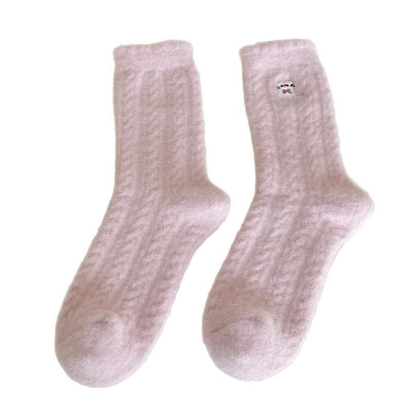 Cute Socks Medium Tube Socks Thickened And Plush Warm Cartoon Cute Three-Dimensional Kitten Plush Socks Sleeping Socks