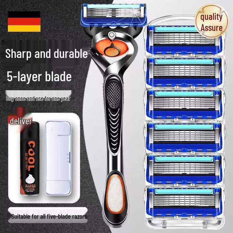 High-Quality Five-Layer Blade Men's Manual Razor - Universal Fit Gillette Head