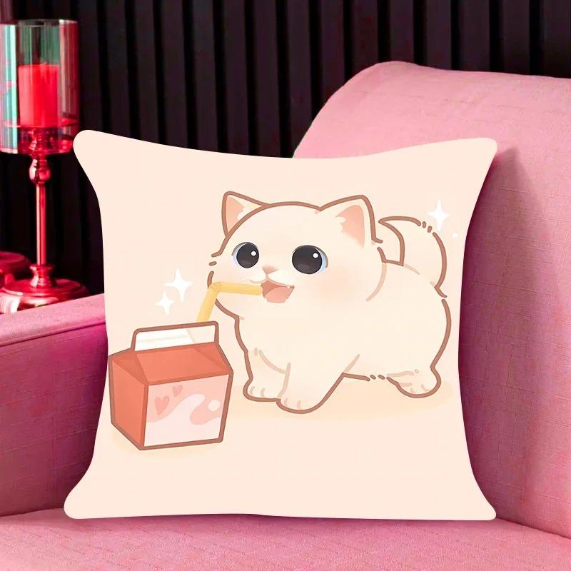 Cat Print Decorative Pillow Cover Car Sofa Square Cushion Pillow Cover