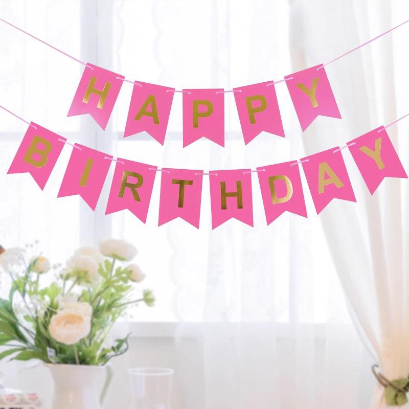 Fishtail Flag Happy Birthday Birthday Letter Pull Flag Children'S First Birthday Decoration Arrangement Pull Strip