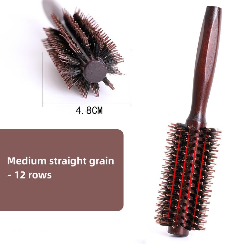 Wood Handle Round Rolling Brush Straight Twill Hair Comb Boar Bristle Round Barrel Hair Curling Brush Hairdressing Tool Hairdressing Accessories
