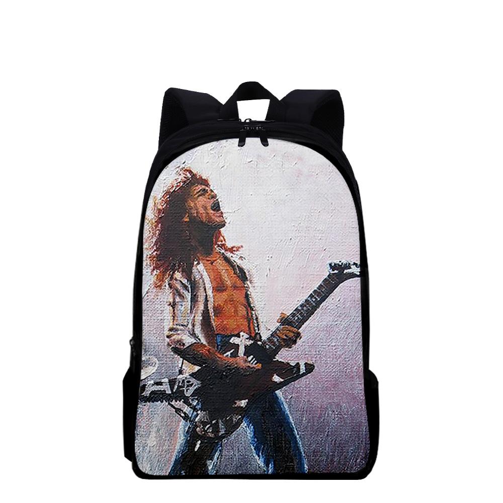Harajuku Youthful Eddie Van Halen Student School Bags Notebook Backpacks 3D Printed Oxford Waterproof Boys/Girls Travel Bags