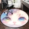 1pc Anime Cat Round Carpet Office Chair Mat, Non Slip Rug for Home Decor, Gift, Office, Living Room, Bedroom