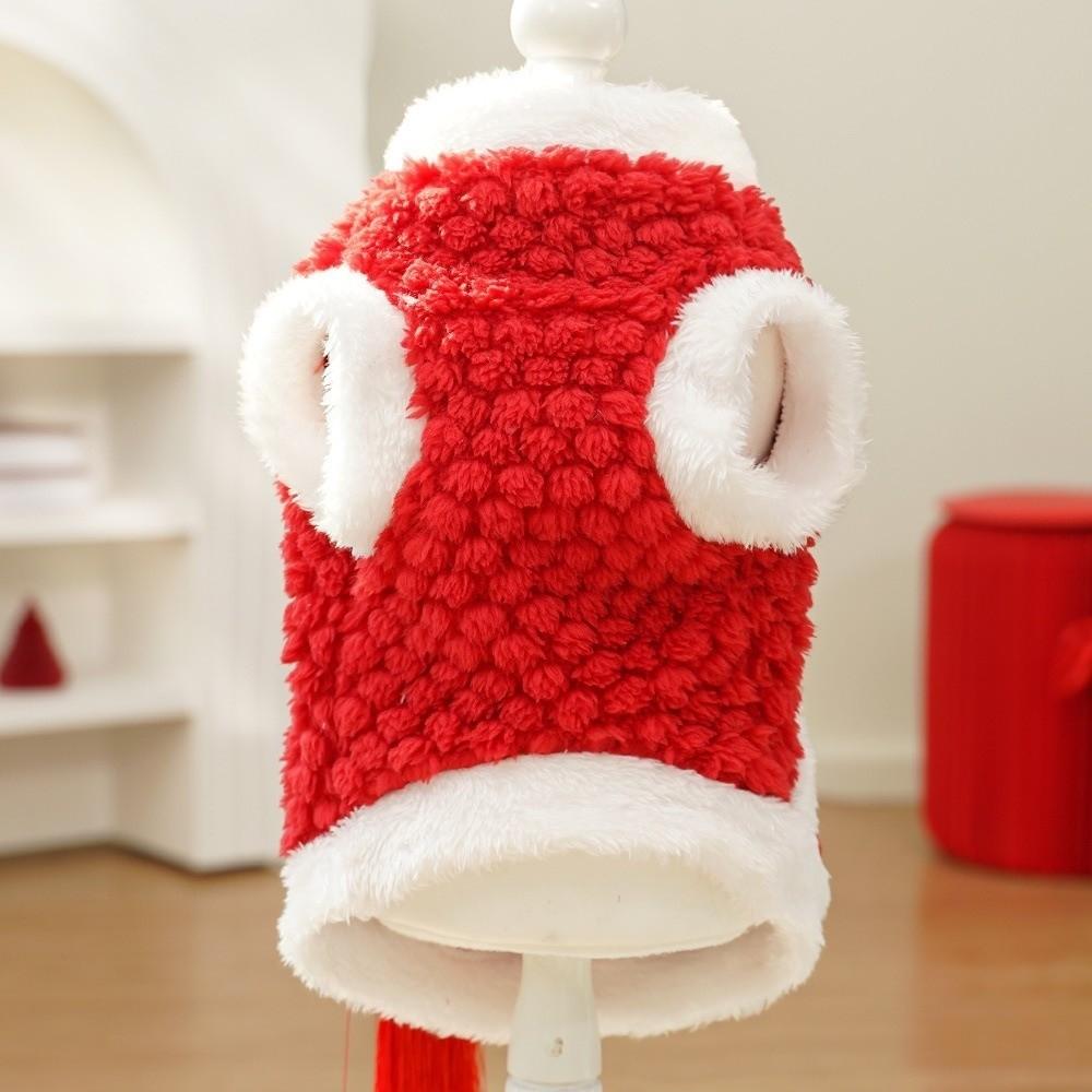 Chinese Knot Buttons Dog New Year Clothes Embroidered Soft Dog Fleece Vest Plush Comfortable Pet Tang Suit for Cats and Dogs