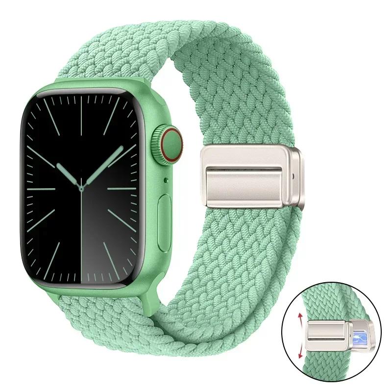 Magnetic Braided Loop Strap For Apple Watch Band 45mm 41mm 44mm 42mm 46mm Ultra 3 49mm Nylon Bracelet iWatch 11 10 9 8 7 6 5 SE