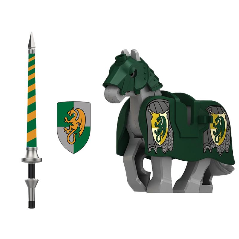 Medieval Castle Soldier Military Accessory Building Blocks Dragon Black Eagle Knight Figures Shield Spear Armor Army Bricks Toy