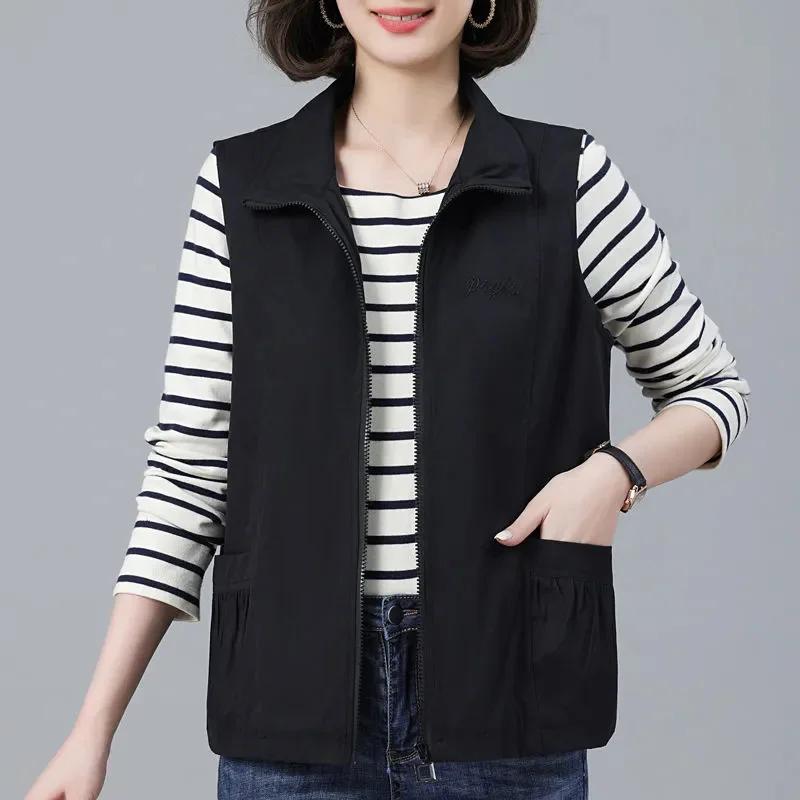 Frühling Herbst Weste Jacke Damen Locker Umlegekragen Lässig Ärmellos Mäntel Mode Kurz Weste Tops Weiblich