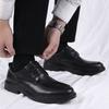 Leather shoes men's autumn British style business dress leather casual men's black suit height-increasing wedding groom shoes