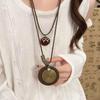 Retro New Chinese Zen Pendant Necklace Wooden Simple Bohemian National Style Long Antique Necklace Accessories